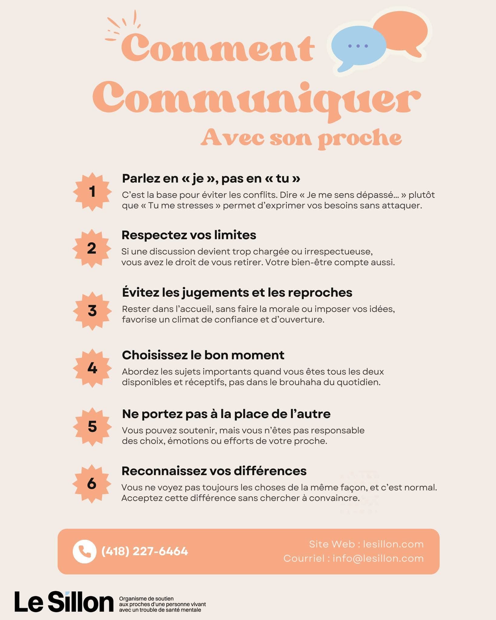 Le Sillon – Organisme de soutien aux proches d'une personne vivant avec un trouble de santé mentale.