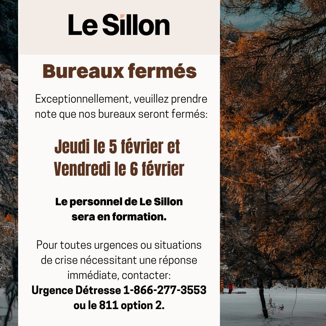 Le Sillon – Organisme de soutien aux proches d'une personne vivant avec un trouble de santé mentale.